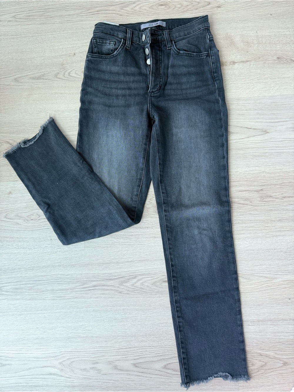 Joe's Jeans High-Rise Washed Black Straight Leg Jeans